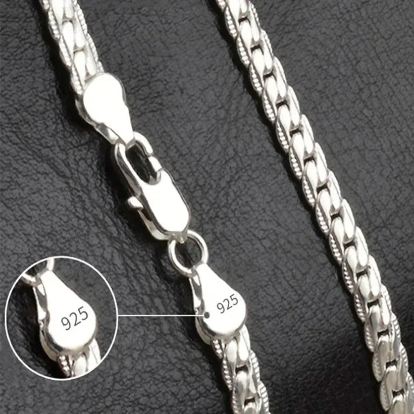 Hot 925 Sterling Silver 5MM 18K Gold Full Sideways Figaro Chain Necklace For Woman Man Fashion Wedding accessories Jewelry Gifts - Uknowucme