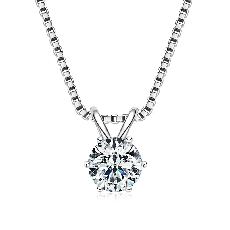 Lnngy 0.5ct-5ct Moissanite Pendant Necklace With Certificate For Women Original Real 925 Silver Chain Solitaire Drop Necklaces - Uknowucme