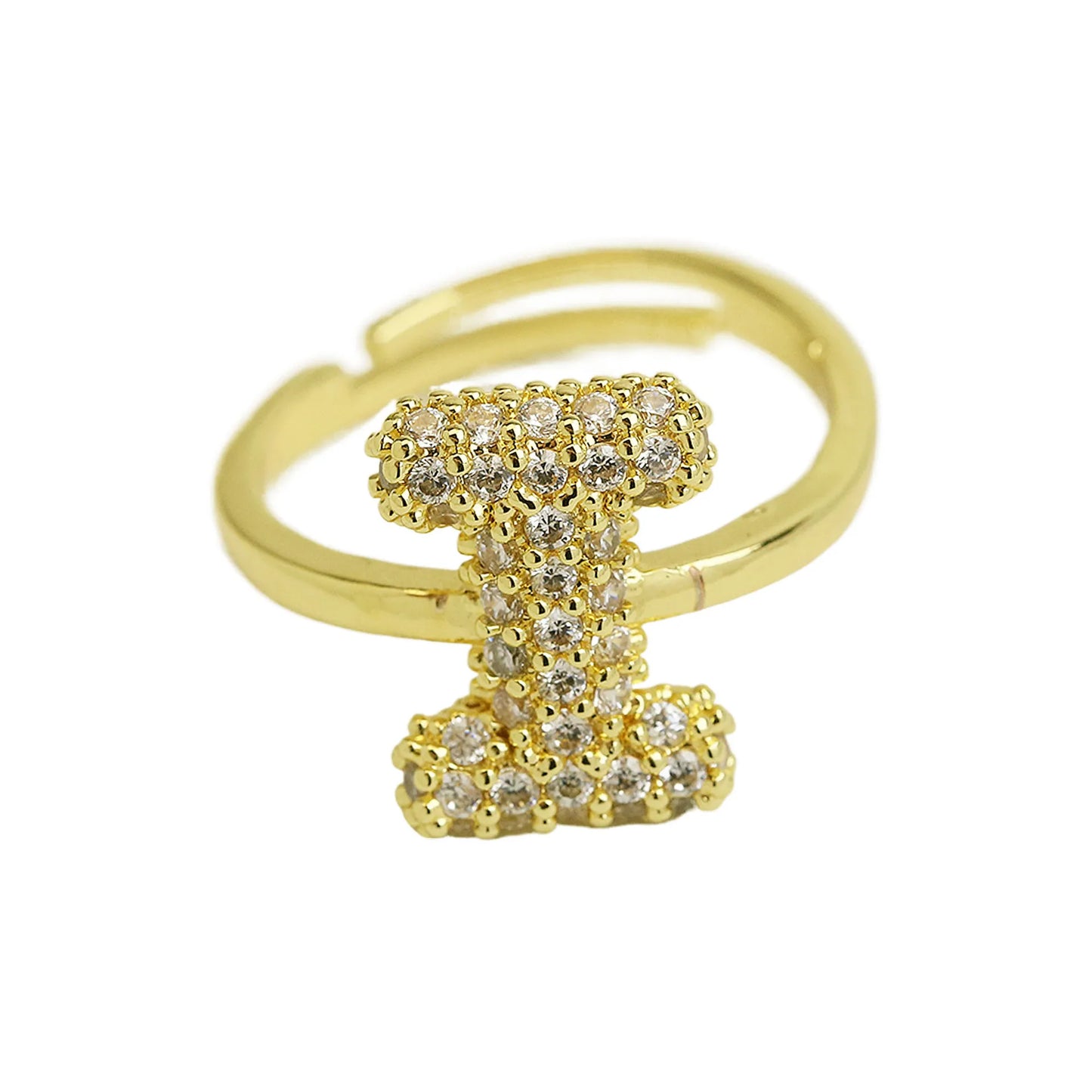 Bubble Cute 26 Letters Ring for Women Balloon Gold Plated Zircon A-Z Letters Open Adjustable Ring Aesthetic Wedding Jewelry Gift - Uknowucme