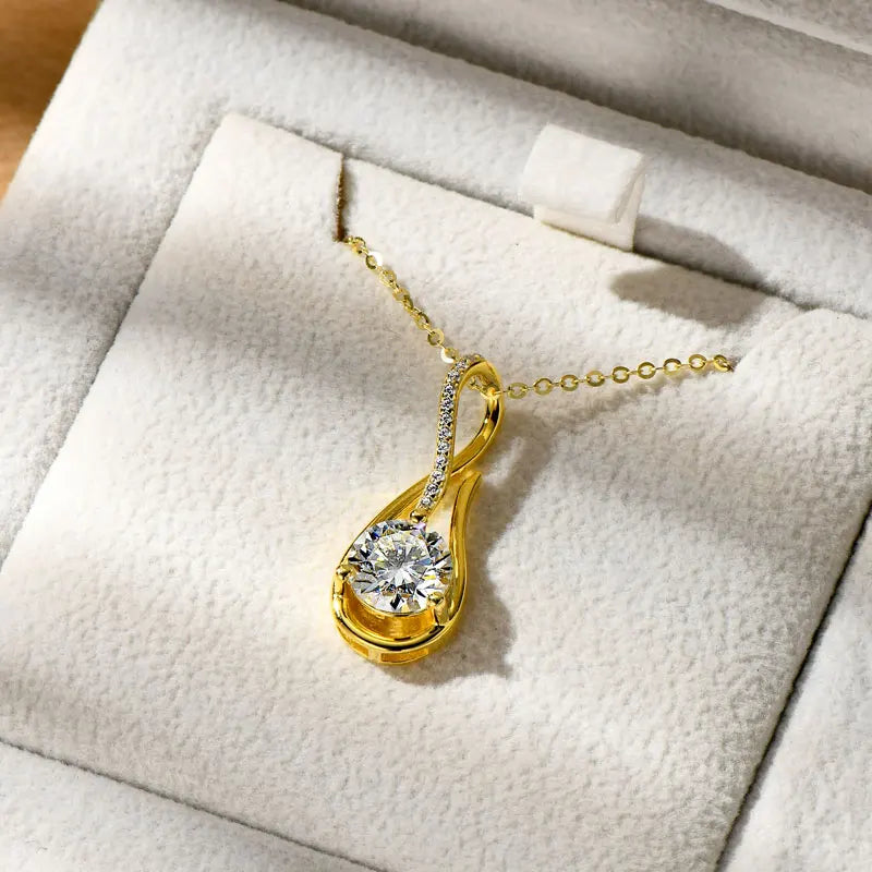 Anziw 7x10mm 2ct Pear Cut Moissanite Infinity Pendant Necklace for Women 925 Sterling Silver Adjustable Chain Fine Jewelry Gift - Uknowucme