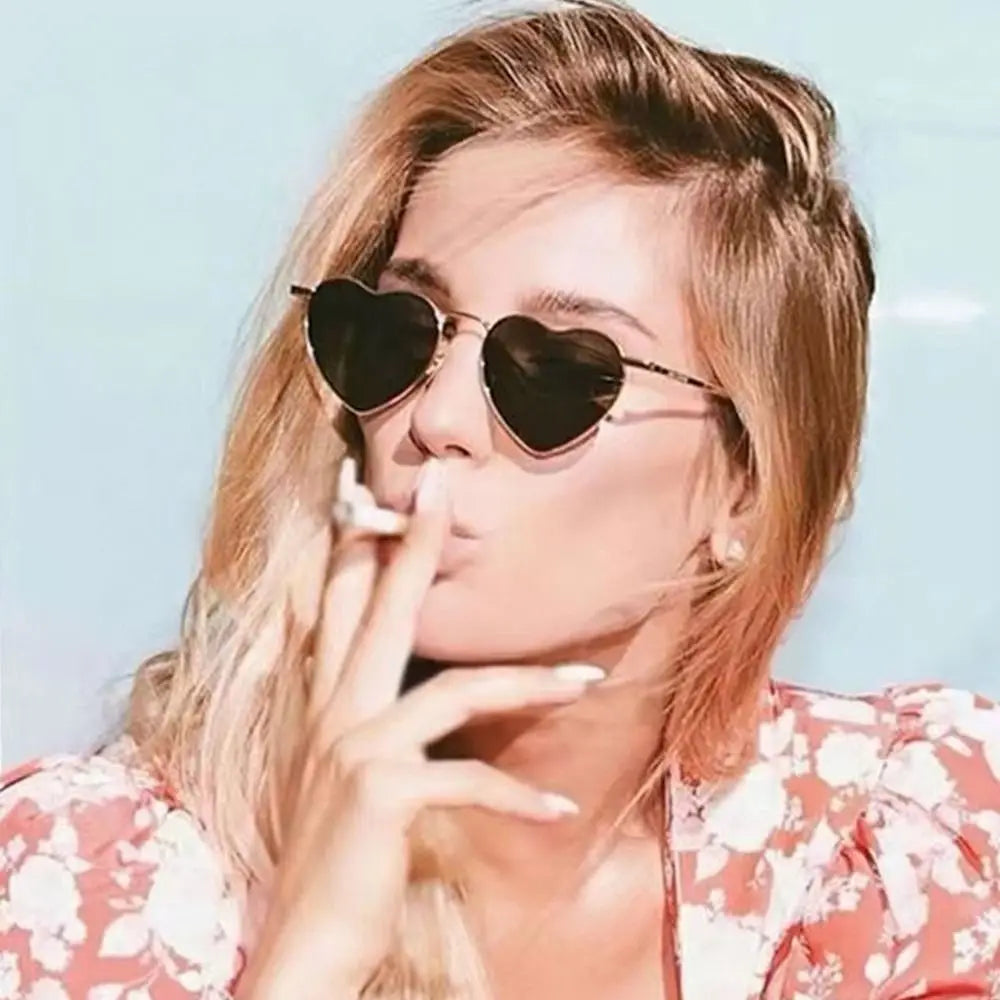 Heart-Shaped Sunglasses Heart Sun Glasses Shades Vintage 90s Glasses UV400 Protection Metal Frame Sunglasses Fancy Accessories - Uknowucme