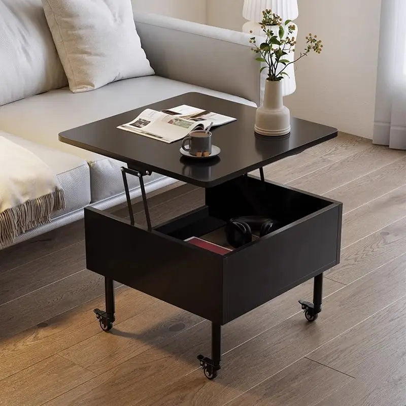 Realife Tea Table Simple And Adjustable Solid Wood Rock Board Small Table Japanese Cream Style Movable Living Room Side Table - Uknowucme