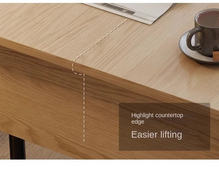 Realife Tea Table Simple And Adjustable Solid Wood Rock Board Small Table Japanese Cream Style Movable Living Room Side Table - Uknowucme