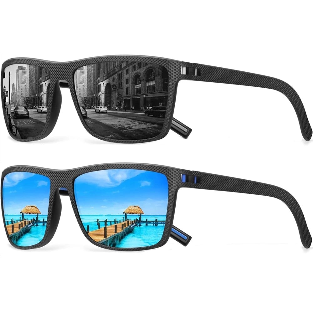 2Pack Sunglasses Men Polarized Sun glasses for Womens Trendy Retro Mirror Lens for Driving Fishing UV400 Protection - Uknowucme