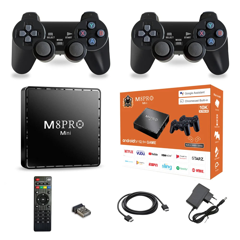 Retro Game Console M8 Pro Mini HD Game Box 64G Built In 10000 Games for PS1 SFC Wireless Gamepad Console for Android 12.1 TV Box - Uknowucme