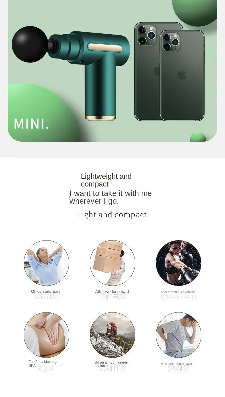 USB Mini Massage Gun Fascia Machine Muscle Relaxation Vibrating Gun Rod Massage Fitness Equipment Neck Grab Fascia Gun - Uknowucme