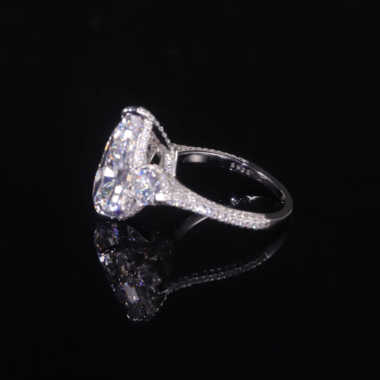 GEM'S BALLET Pear Shape Diamond-fire CZ- White Cluster Handmade Rings 925 Sterling Silver Three Stone Engagement Ring - Uknowucme