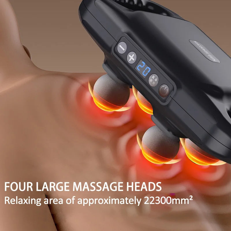 Four-head Fascia Gun Muscle Relaxation Massage Professional Grade Wireless Waist Back Masajeador Deep High Frequency Vibration - Uknowucme