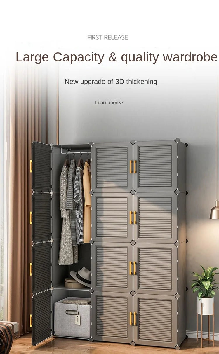 Simplicity Household Wardrobe Bedroom Furniture Clothing Organizer Rack Assemble Storage Cabinets Dustproof Collapsible Locker - Uknowucme