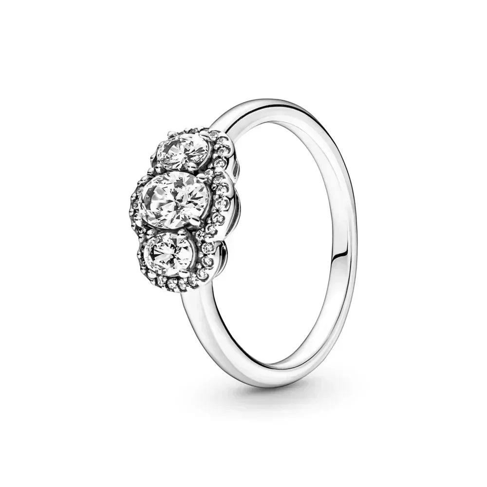 High-Quality New 925 Sterling Silver pretty Sparkling Row Eternity Ring Three Stone Vintage Ring Fit Party Woman Jewelry Gift - Uknowucme