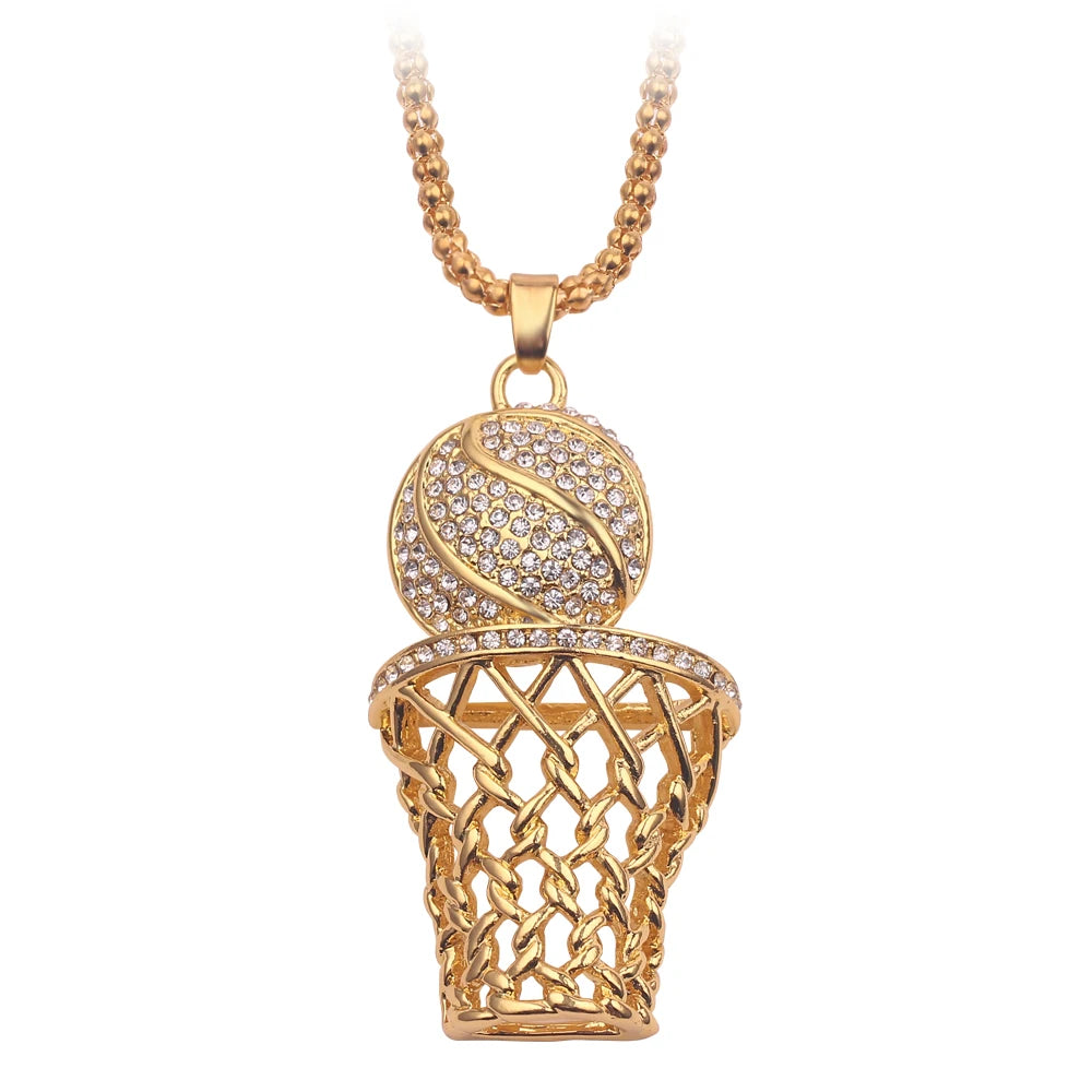 Basketball Hoop Pendant Necklace Basketball Legend Number 23 Drop Necklace Men Hip Hop Rock Neck Chain Jewelry Accessories - Uknowucme