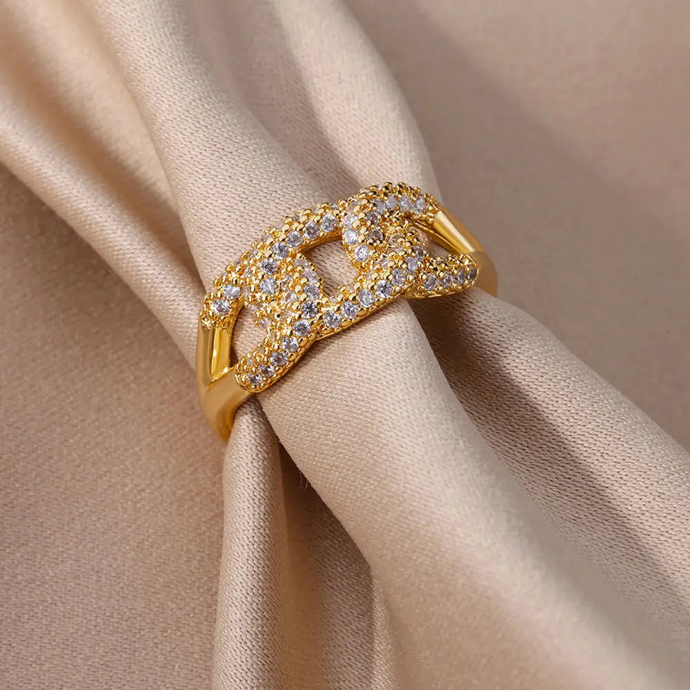 Broken Zircon Crystal Rings for Women Jewelry Accessories Body Finger Decoration Aesthetic Adjustable Couple Ring Best Gift - Uknowucme