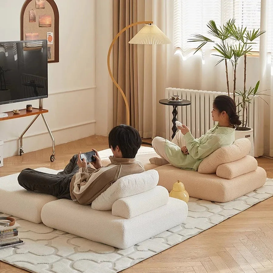 Fabric single sofa, sweet potato sofa bed, small-sized living room folding dual-use tatami, tofu block lazy sofa - Uknowucme