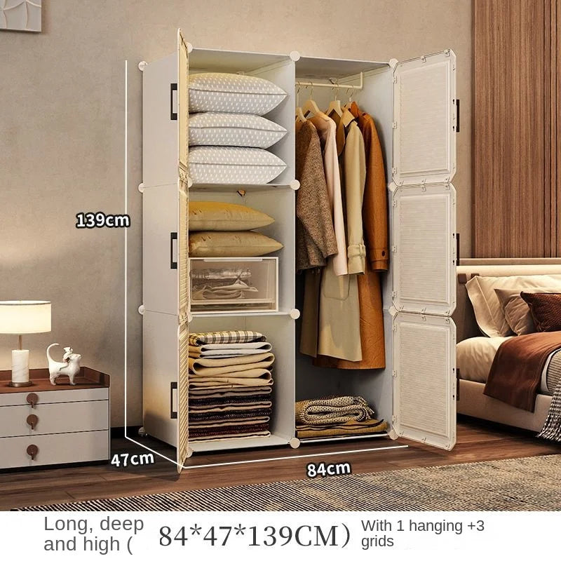 Simplicity Household Wardrobe Bedroom Furniture Clothing Organizer Rack Assemble Storage Cabinets Dustproof Collapsible Locker - Uknowucme
