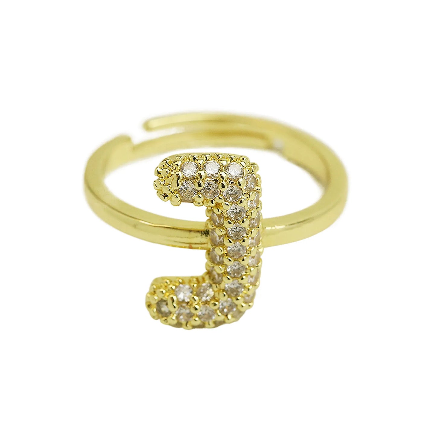 Bubble Cute 26 Letters Ring for Women Balloon Gold Plated Zircon A-Z Letters Open Adjustable Ring Aesthetic Wedding Jewelry Gift - Uknowucme