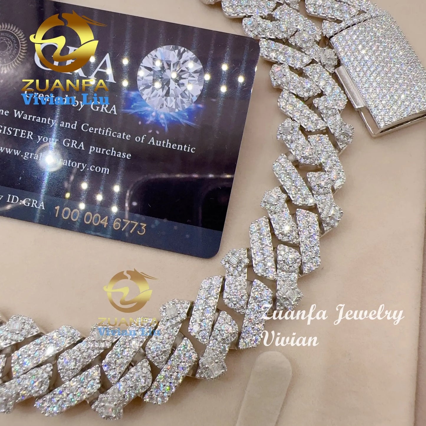 Luxury Hip Hop Jewelry Iced Out Vvs Moissanite 925 Sterling Silver Diamond Cuban Link Chain - Uknowucme