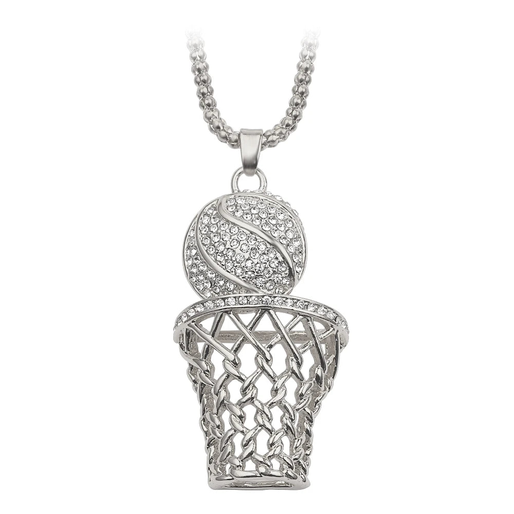 Basketball Hoop Pendant Necklace Basketball Legend Number 23 Drop Necklace Men Hip Hop Rock Neck Chain Jewelry Accessories - Uknowucme