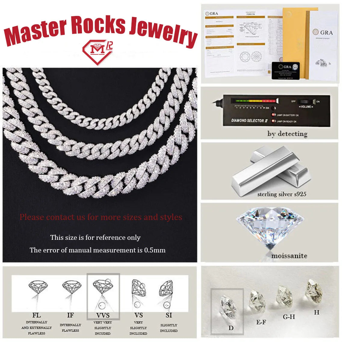 Hiphop Miami Cuban Link Chain 8MM Passed Diamond Tester 925 Silver Iced Out Vvs Moissanite Chain Link Cuban - Uknowucme