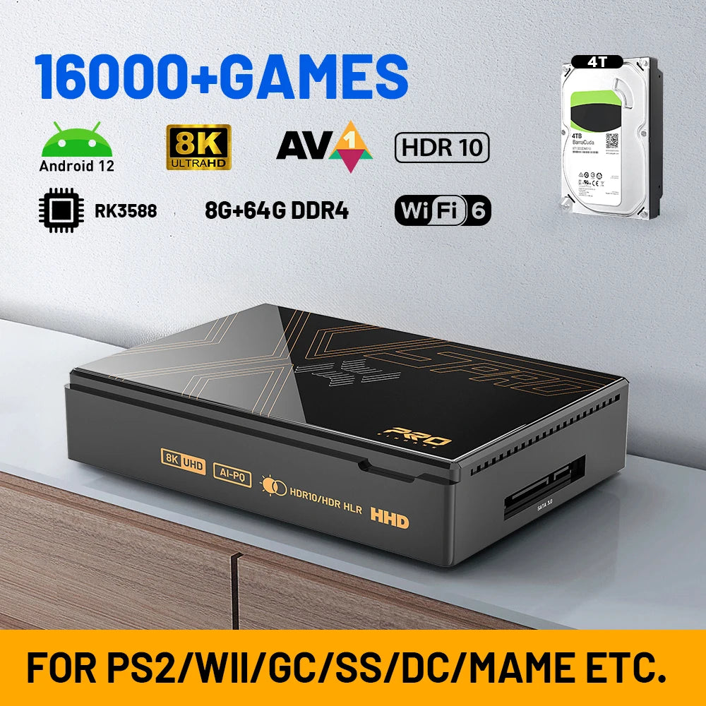 Kinhank Super Console X5 PRO Retro Video Game Console RK3588 8GDDR4 with 4THDD 16000 Games Plug and Play for PS2/PS1/SS/DC/N64 - Uknowucme