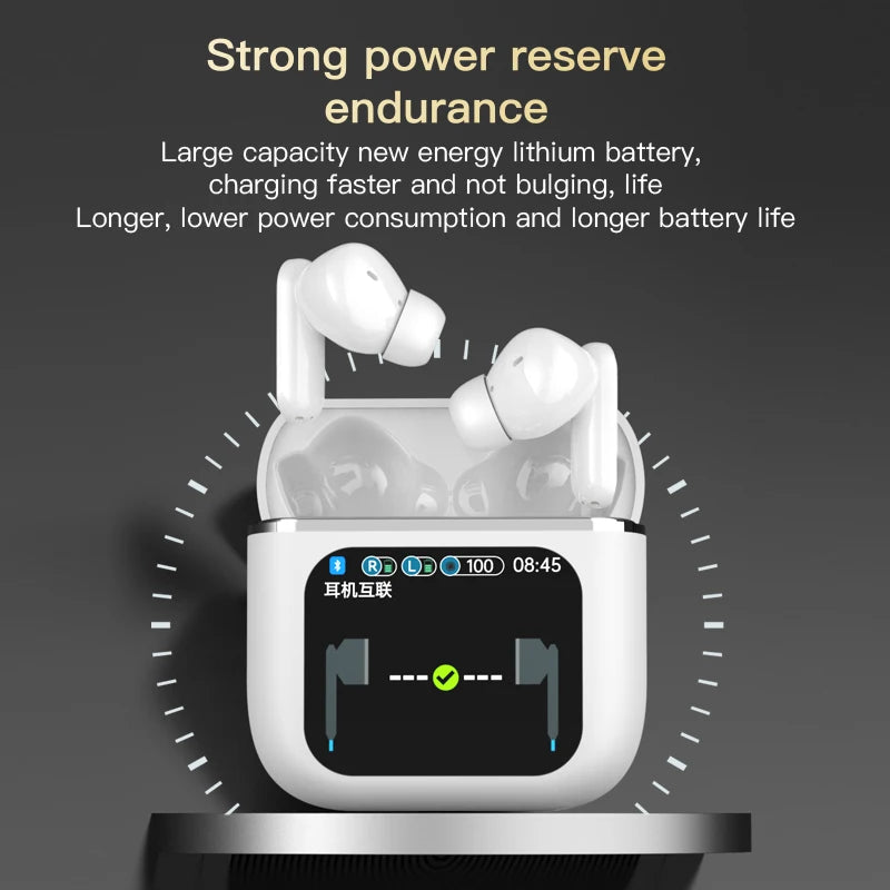 New LED Touchscreen Wireless Bluetooth Headphone TWS Earphones Visible Active Noise Cancellation Sport Earphone Color Screen - Uknowucme