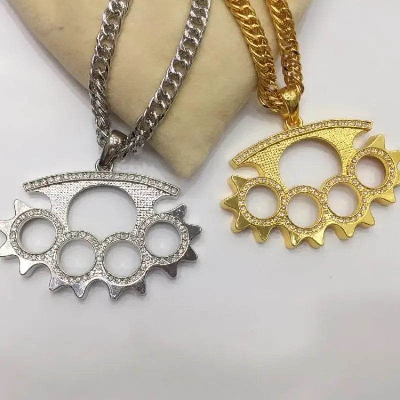 Hip-Hop Inlaid Icy Zirconia Knuckle Pendant Suitable for Men\ - Uknowucmes Domineering Trend Necklace Rock Party Jewelry Gift - Uknowucme