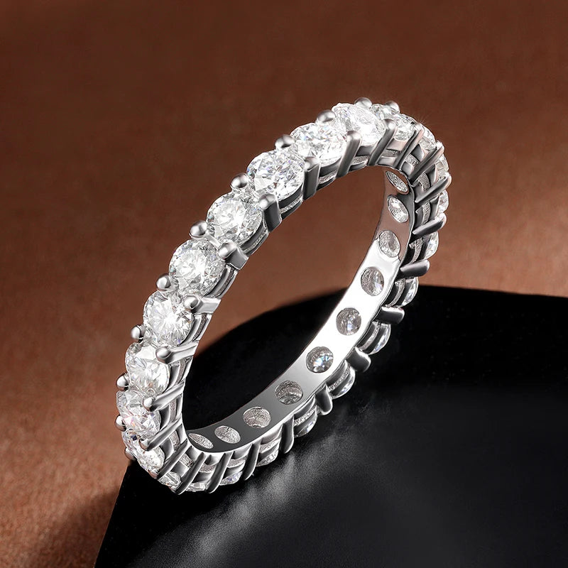 KNOBSPIN 3mm Round Moissanite Ring 18K White Gold Plated 925 Sterling Silver Fine Jewelry Wedding Engagement Rings for Women Man - Uknowucme