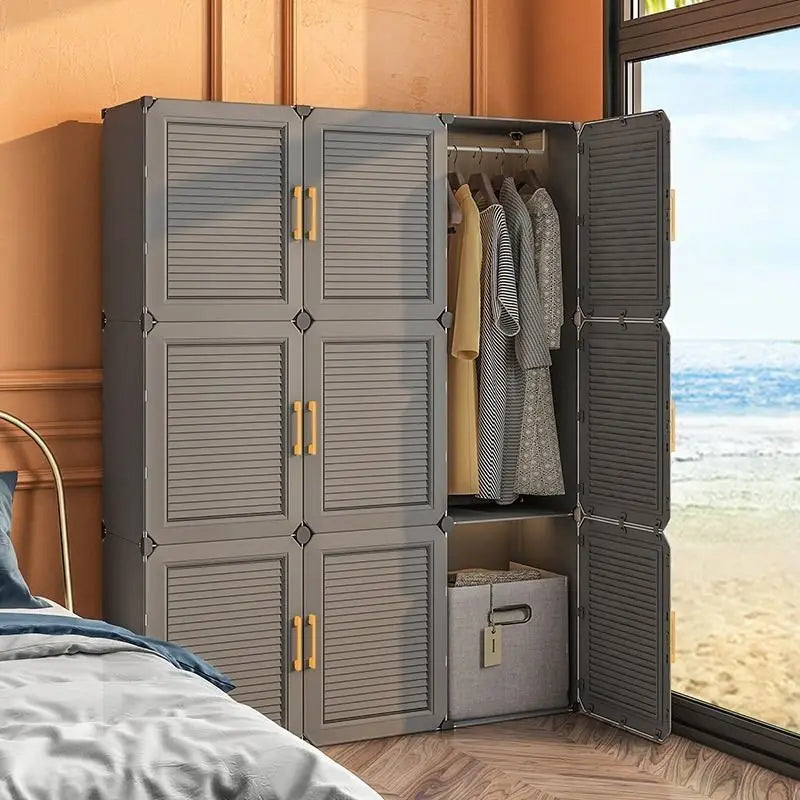Simplicity Household Wardrobe Bedroom Furniture Clothing Organizer Rack Assemble Storage Cabinets Dustproof Collapsible Locker - Uknowucme