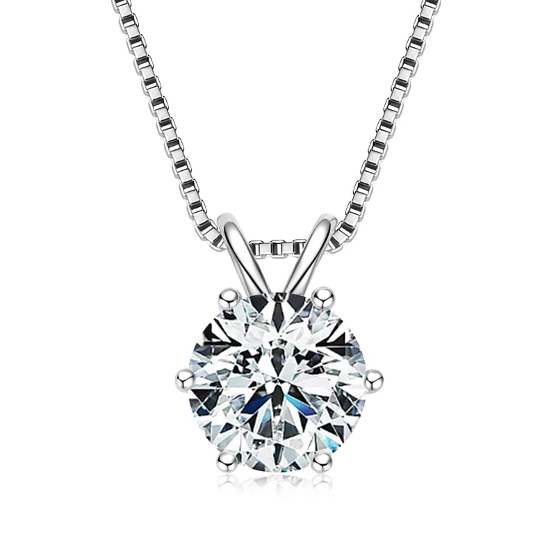 Lnngy 0.5ct-5ct Moissanite Pendant Necklace With Certificate For Women Original Real 925 Silver Chain Solitaire Drop Necklaces - Uknowucme