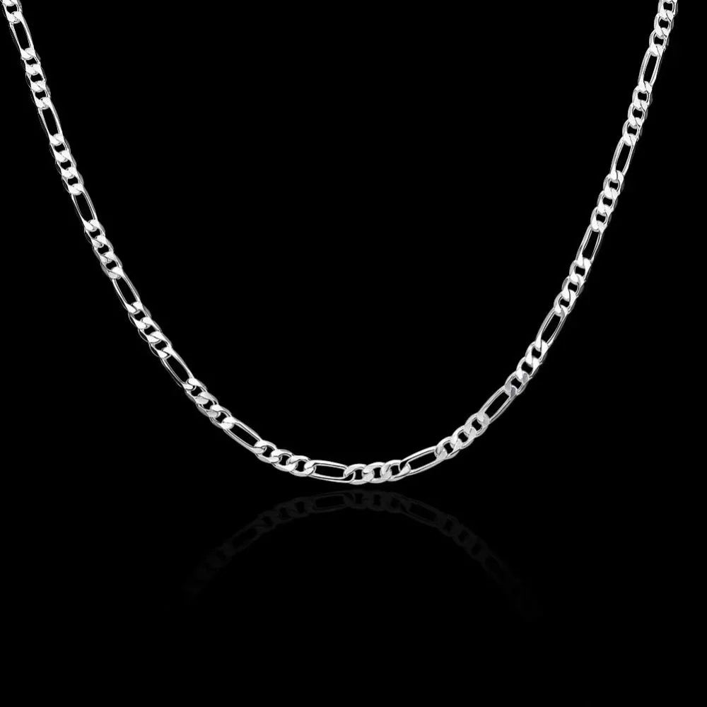 40-75cm 925 Silver 4mm Figaro Chain Necklace For Women Men Long Necklace Hip Hop Jewelry Gift - Uknowucme