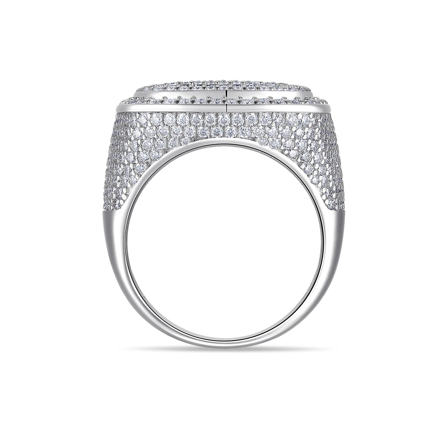 JIUZUAN Moissanite Ring 925 sterling silver 18K gold plated Elegant pave design Suitable for men GRA certificate included. - Uknowucme