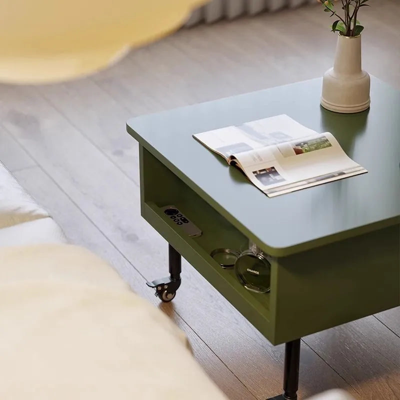 Realife Tea Table Simple And Adjustable Solid Wood Rock Board Small Table Japanese Cream Style Movable Living Room Side Table - Uknowucme