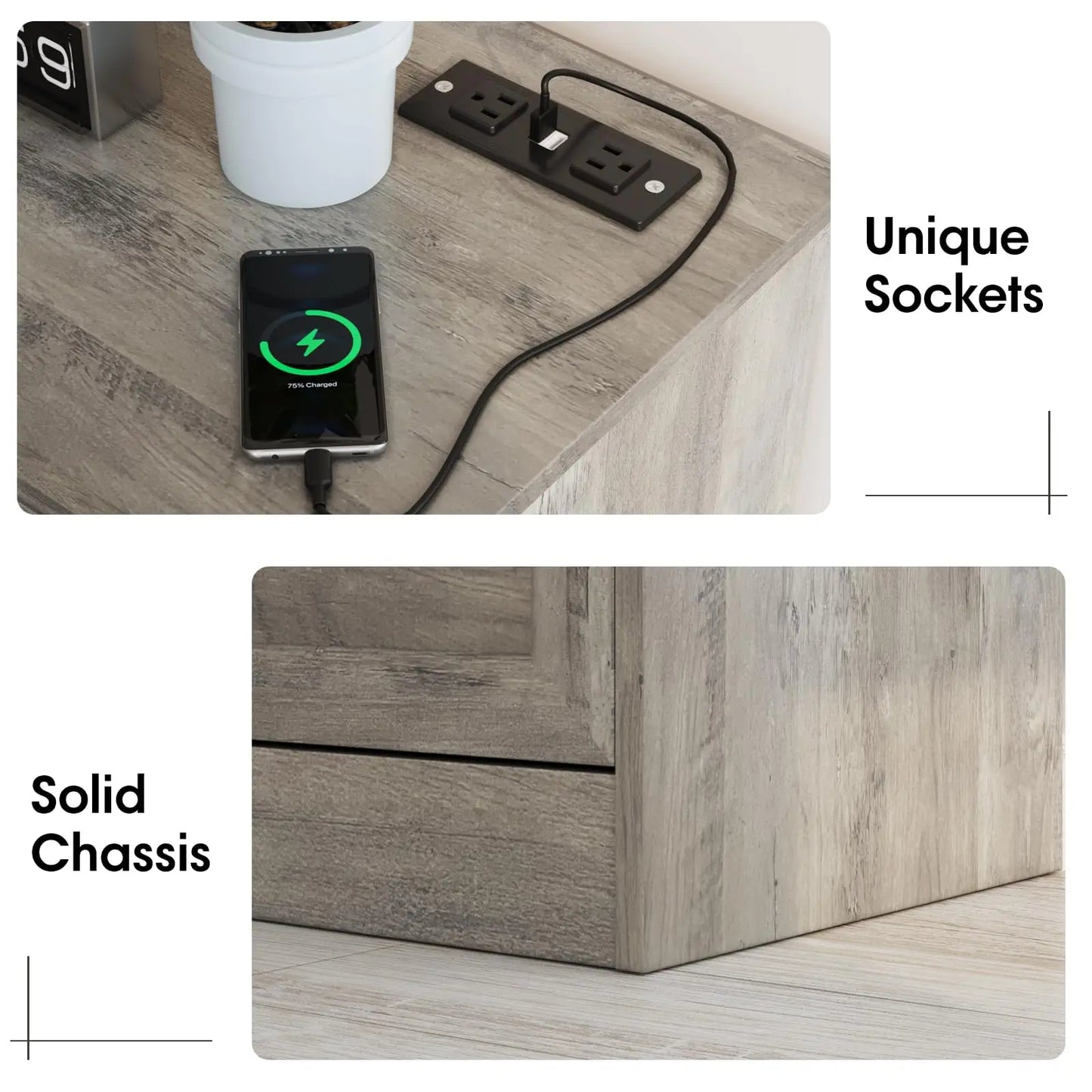 Vabches 6 Drawer Dresser for Bedroom Wood Chest of Drawers with Power Strip Tall Dresser Organizer with Metal Handle for Hallway - Uknowucme