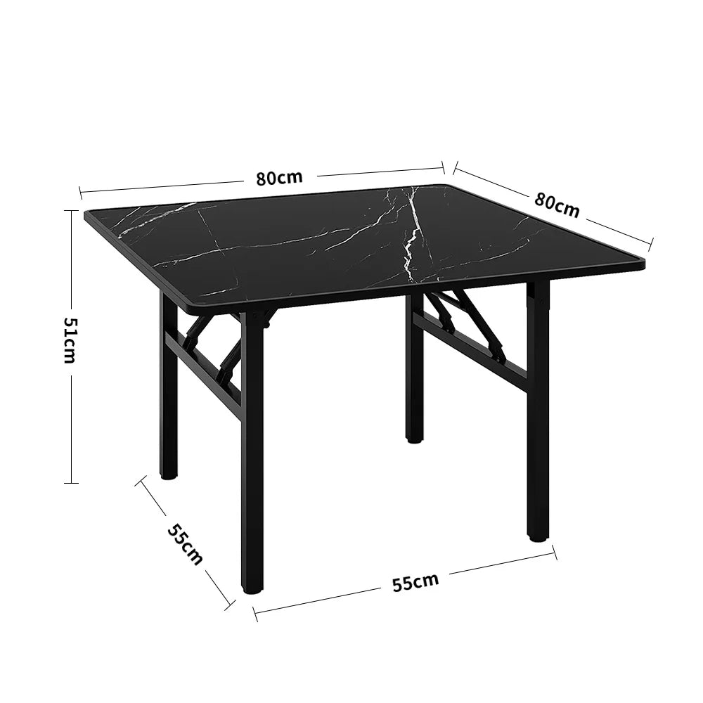 Square Marble Effect 80cm Folding Coffee Table Camping Dining Table Office Center Kitchen Furniture - Uknowucme