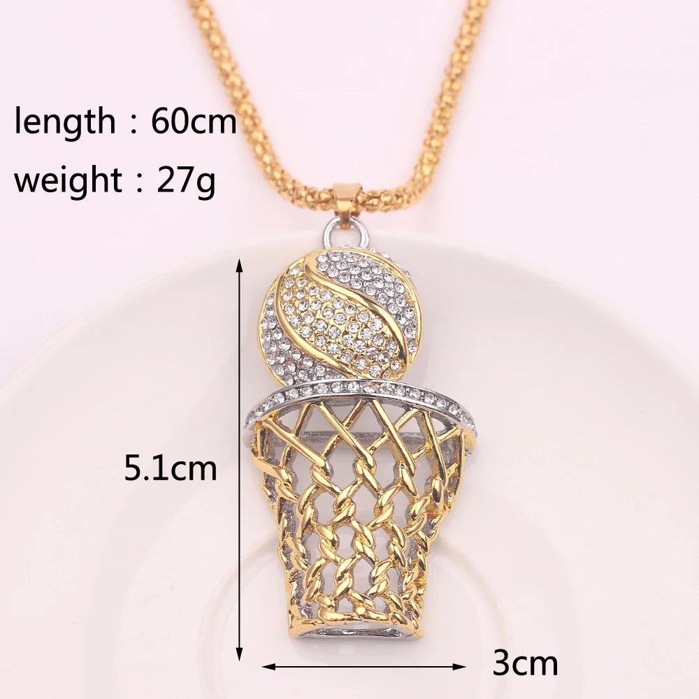 Basketball Hoop Pendant Necklace Basketball Legend Number 23 Drop Necklace Men Hip Hop Rock Neck Chain Jewelry Accessories - Uknowucme