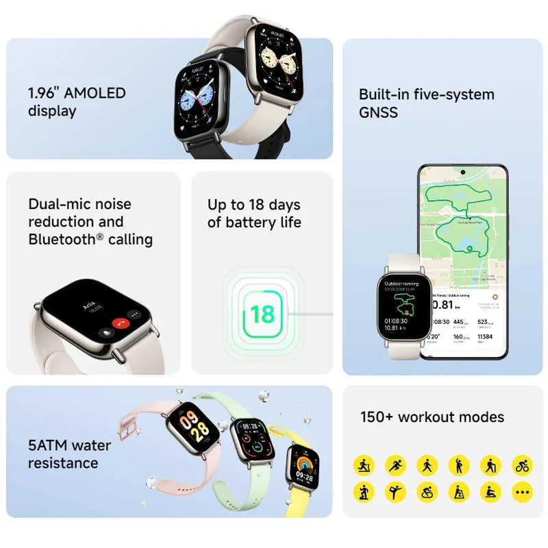 Global Version Xiaomi Redmi Watch 5 Lite 1.96'' AMOLED display Bluetooth® calling 18-Day Battery life Built-in GNSS 5ATM - Uknowucme