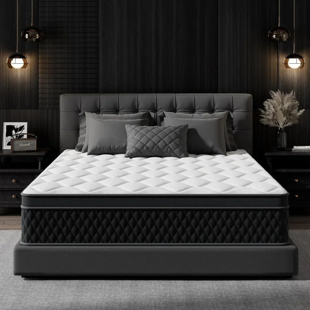 King Hybrid Mattress 10" Thick – Pocketed Coils & Memory Foam Motion-Free Bed (Gel Cooling, 10-Year Warranty) - Uknowucme