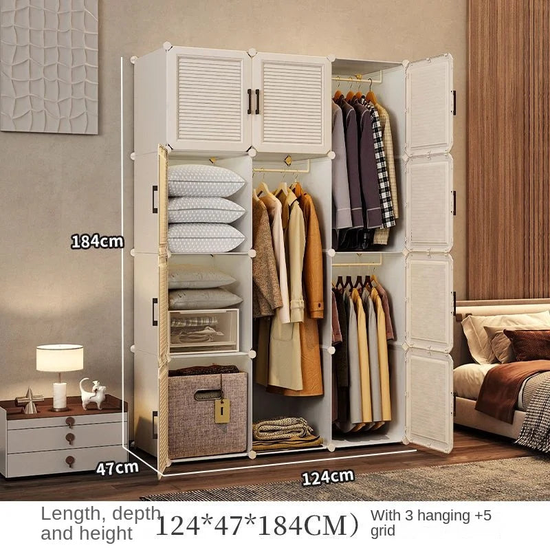 Simplicity Household Wardrobe Bedroom Furniture Clothing Organizer Rack Assemble Storage Cabinets Dustproof Collapsible Locker - Uknowucme