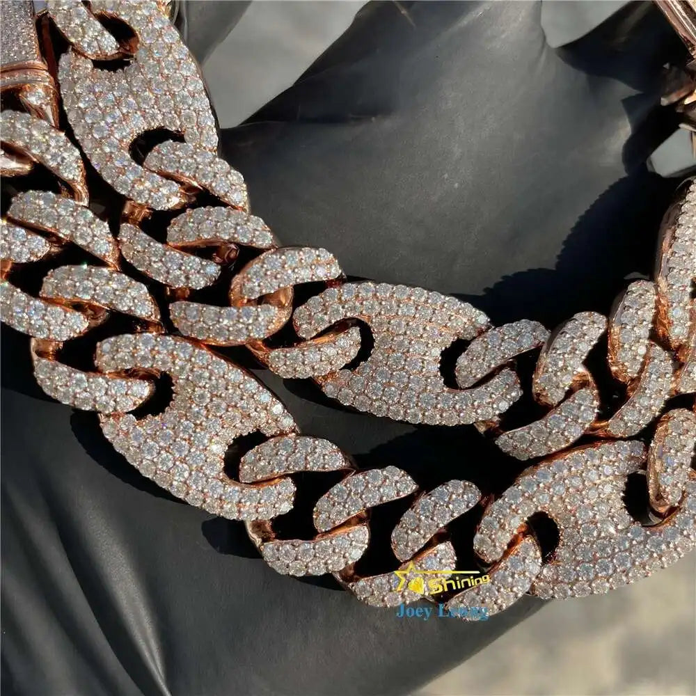 New Arrival Fine Jewelry 15mm Width Hip Hop Iced Out S925 Gold Plated Custom Vvs Moissanite Cuban Link - Uknowucme