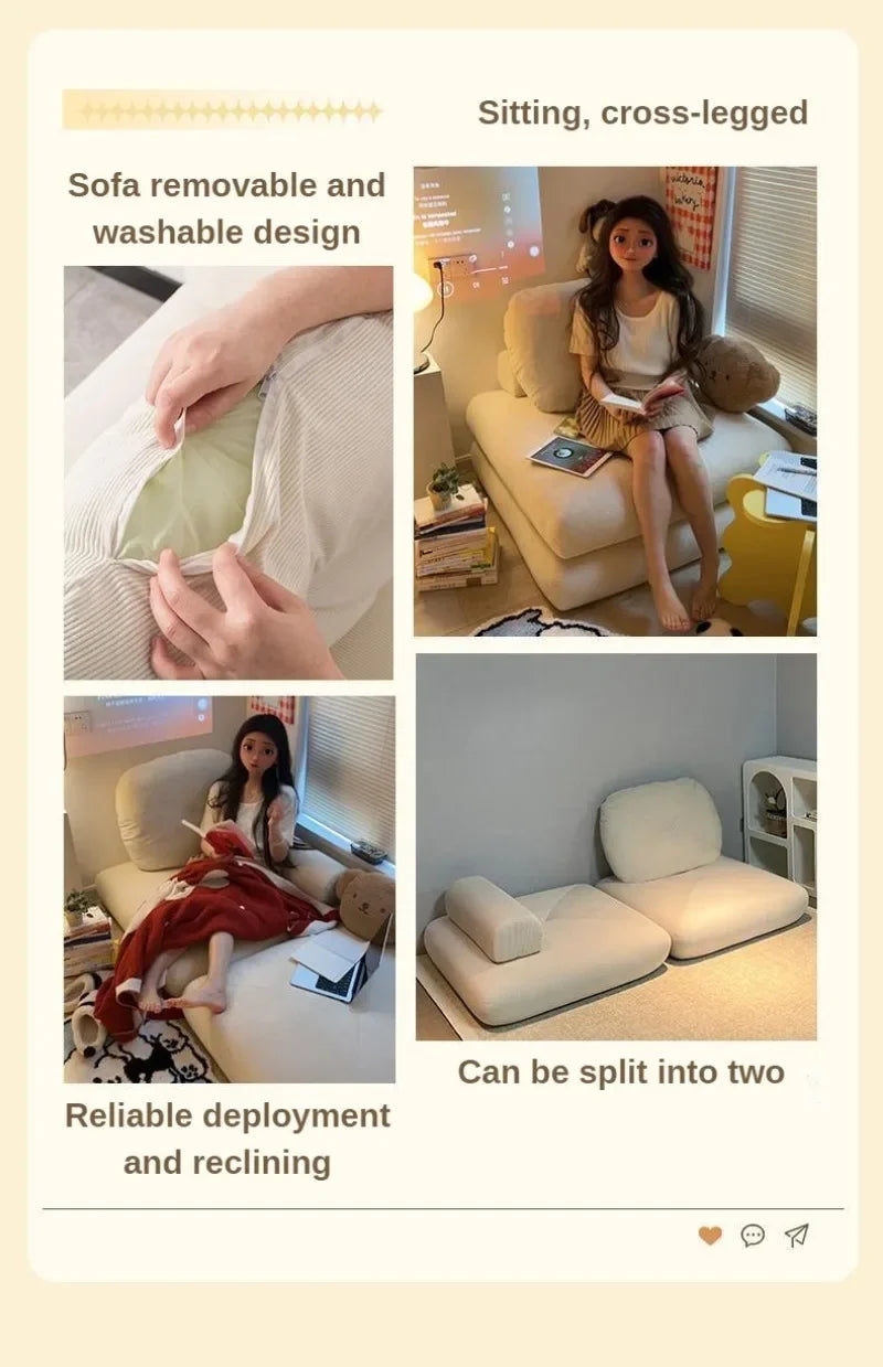 Single Sofa Bed Recliner Lounger Convertible Tatami Sofas Sets Tiny House Relaxing Giant Pouf Luxury Comfort Bedroom Furniture - Uknowucme