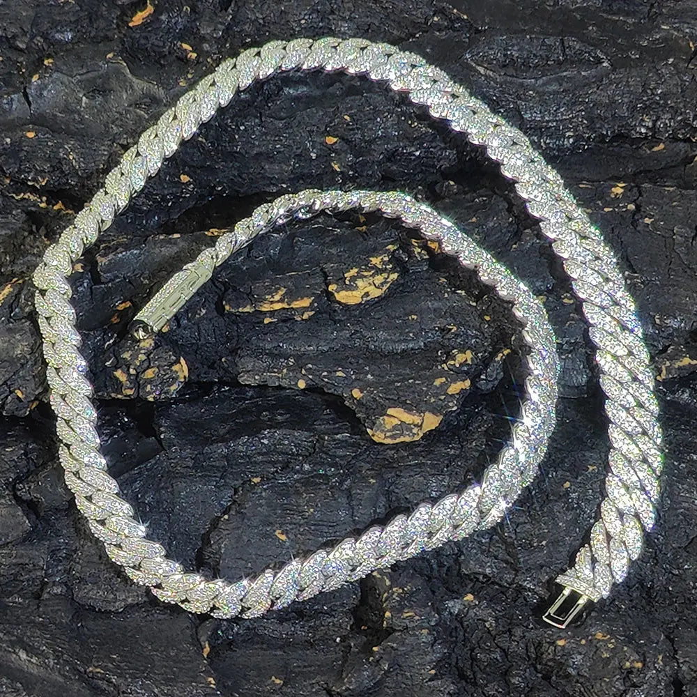 10mm CZ Stone cuban link chain Silver Gold Plated Iced Out Miami Cuban Chain Necklace for Men Women - Uknowucme