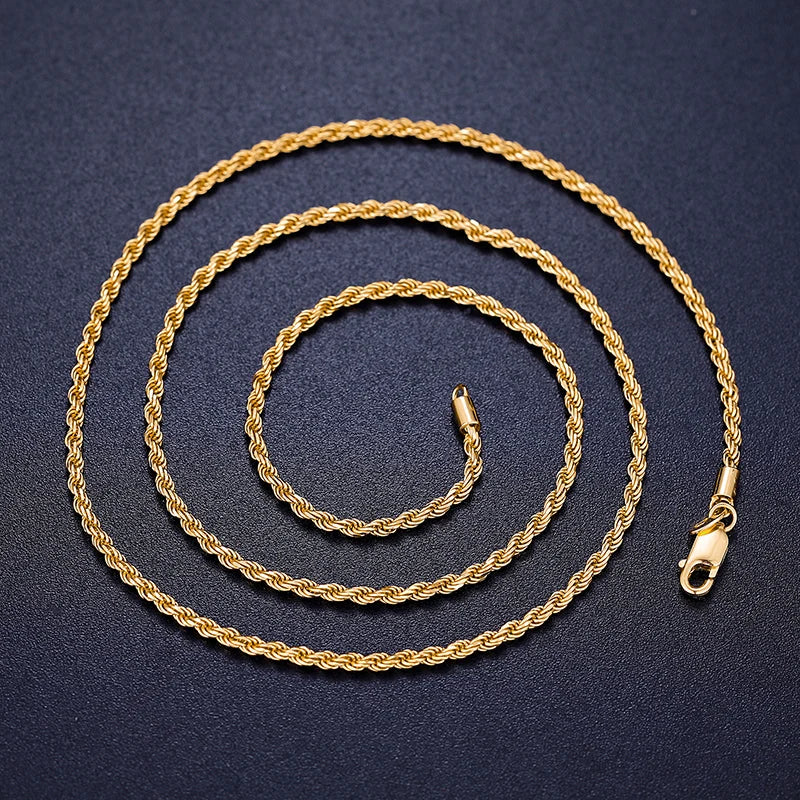 2.5mm S925 Rope Chain Necklace Sterling Silver Never Fade Waterproof Choker Men Women Jewelry Silver Color Chains Gift - Uknowucme