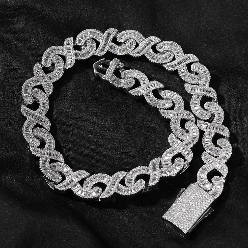 Uwin 15mm Cross Cuban Link Chain Micro Setting Square Cubic Zirconia Necklaces For Womans Man Fashion Hip Hop Jewelry Gifts - Uknowucme