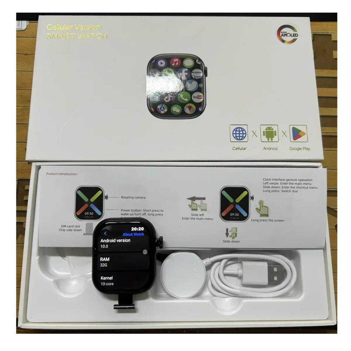 The smartwatch is equipped with an 8-megapixel rotating camera, 5G Android VP29, 256GB storage, Sim card, GPS and WIFI - Uknowucme