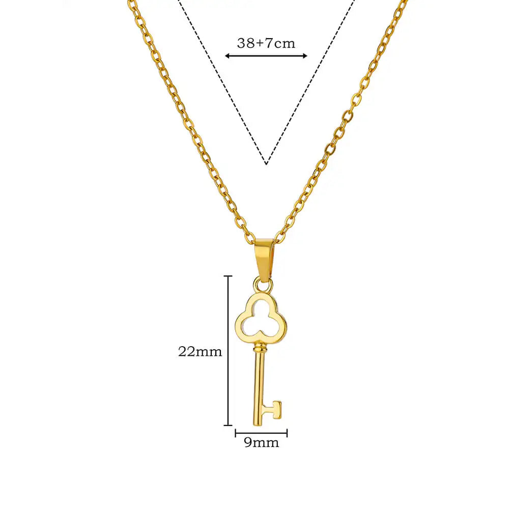 316L Stainless Steel Gold Color key Pendant For Women Non-fading Necklaces Accessories Top Quality Jewelry Gifts - Uknowucme