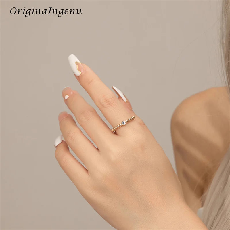 14K Gold Filled Moissanite Ring Handmade Beads Band Ring Minimalism Jewelry Tarnish Resistant Jewelry Boho Women Ring - Uknowucme