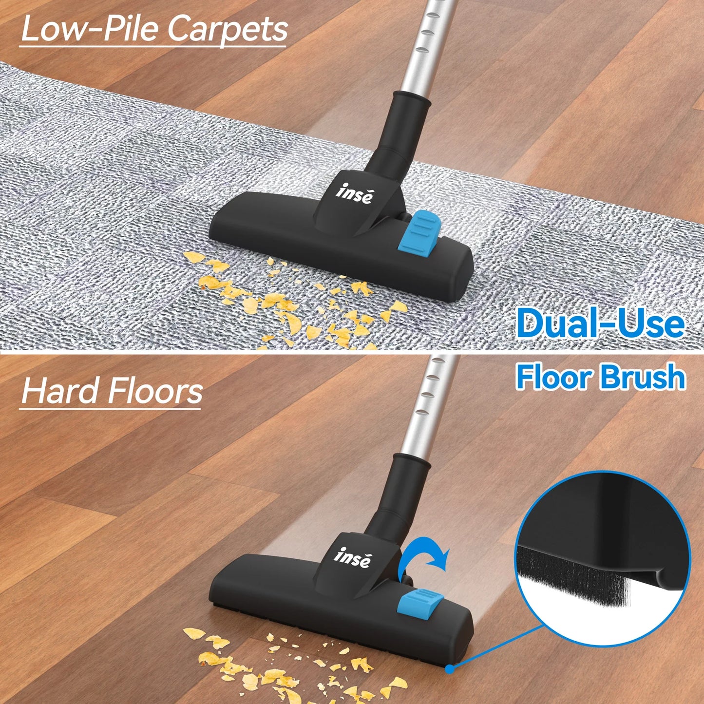 Vacuum Cleaner Corded INSE I5 18Kpa Powerful Suction 600W Motor Stick Handheld Vaccum Cleaner for Home Pet Hair Hard Floor - Uknowucme