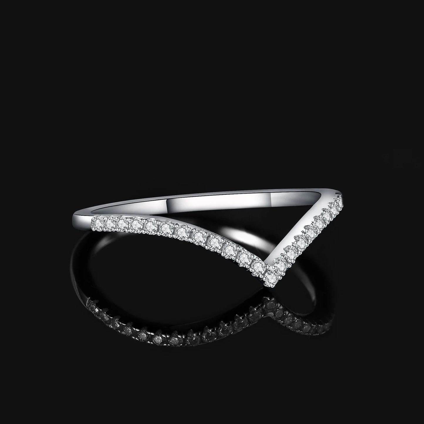 JewelryPalace Moissanite D Color Round Cut 925 Sterling Silver V Shape Stackable Wedding Ring for Woman Yellow Rose Gold Plated - Uknowucme
