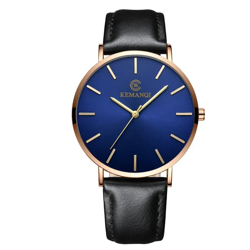 Fashion Ultra Thin Men's Quartz Wristwatch Minimalist Style Mens Watch Leather Band Business Casual Male Clock relogio masculino - Uknowucme