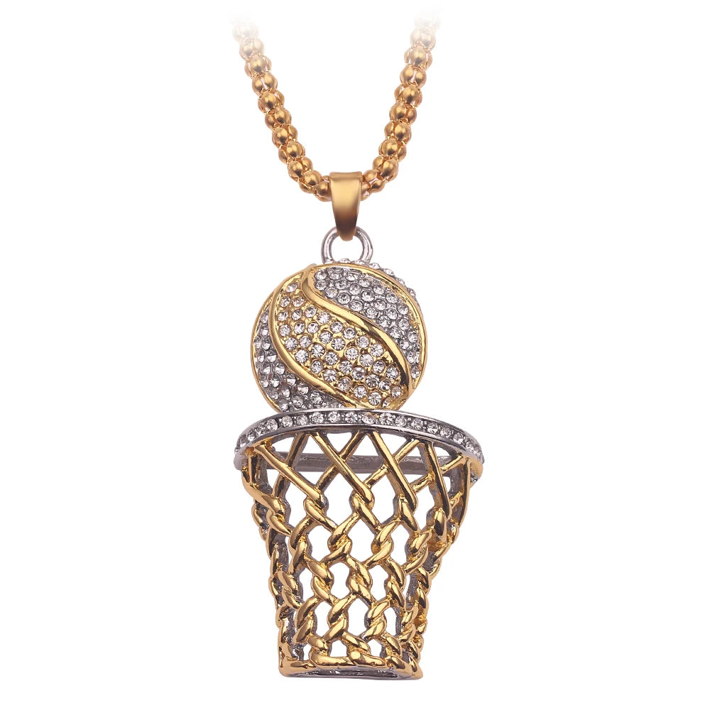 Basketball Hoop Pendant Necklace Basketball Legend Number 23 Drop Necklace Men Hip Hop Rock Neck Chain Jewelry Accessories - Uknowucme