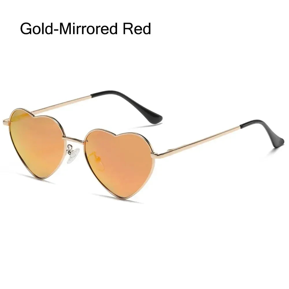 Heart-Shaped Sunglasses Heart Sun Glasses Shades Vintage 90s Glasses UV400 Protection Metal Frame Sunglasses Fancy Accessories - Uknowucme